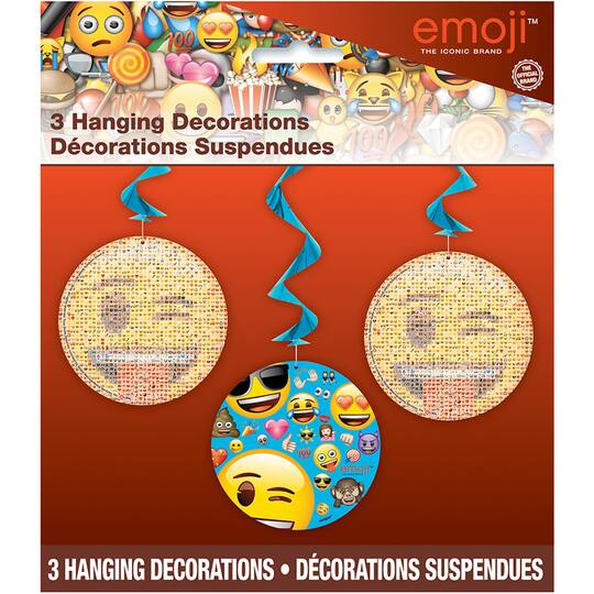 Hanging Emoji Decorations, 3ct